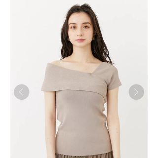 リエンダ(rienda)の【お値下げ】rienda リエンダ　アシンメトリーニットTOP(カットソー(半袖/袖なし))