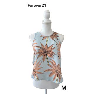 フォーエバートゥエンティーワン(FOREVER 21)のヤシの木柄   デザインタンクトップ(タンクトップ)