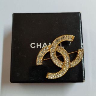 シャネル(CHANEL)のCHANEL　ブローチ　ヴィンテージ　ココマーク　ラインストーン(ブローチ/コサージュ)