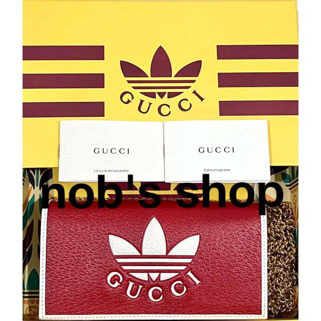 Gucci(グッチ)のadidas x Gucci チェーン付き ウォレット　赤　レッド レディースのファッション小物(財布)の商品写真