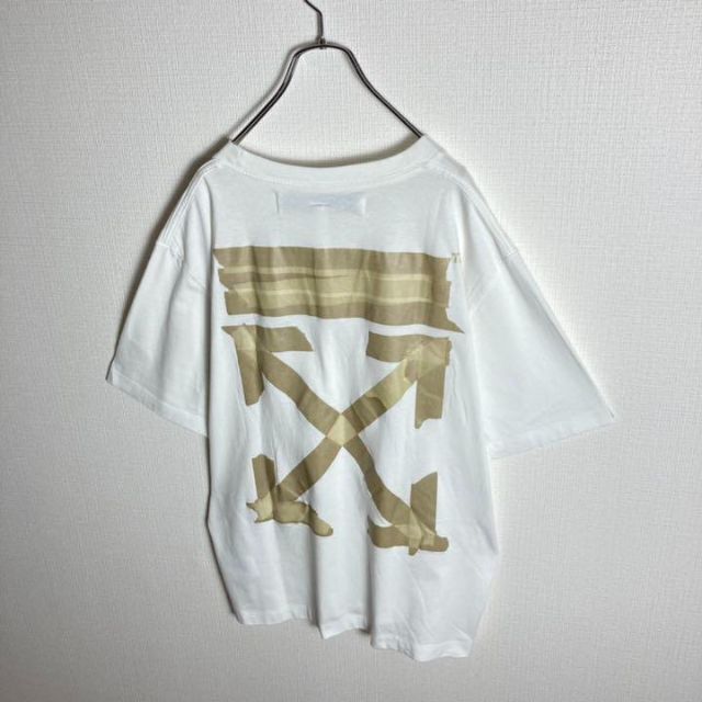 【極美品】オフホワイト　バックプリント定番カラーtシャツ　クロスアロー　2XL58cm肩幅