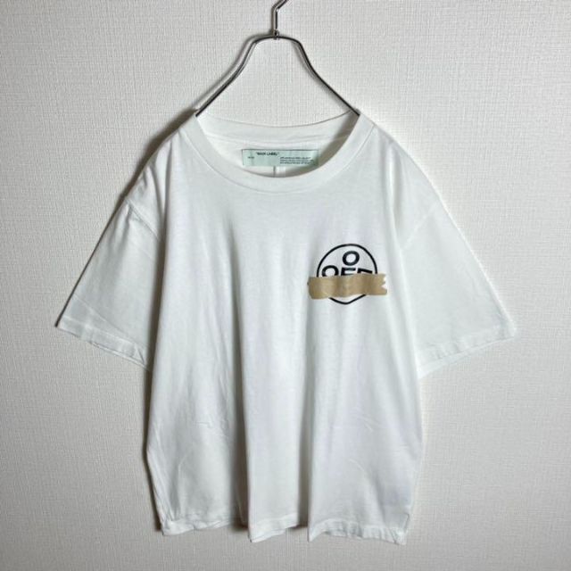 【極美品】オフホワイト　バックプリント定番カラーtシャツ　クロスアロー　2XL58cm肩幅