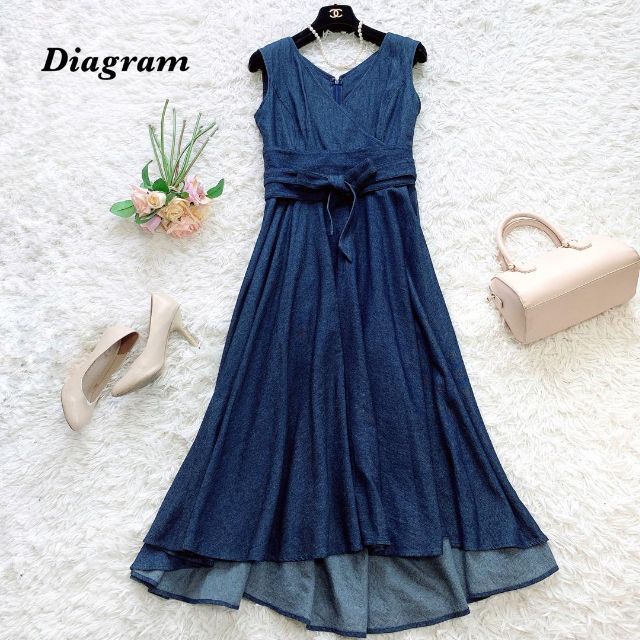 美品♡ダイアグラム ロングデニムワンピース カシュクール