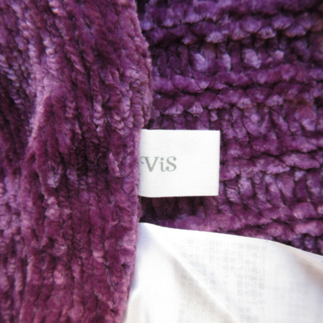 ViS(ヴィス)のビス ViS ベロアモールケーブル柄ニットプルオーバー F 紫 パープル レディースのトップス(ニット/セーター)の商品写真