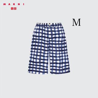 ユニクロ(UNIQLO)の新品 UNIQLO MARNI ワイドフィットボクシーショーツ ブルーチェック(ショートパンツ)