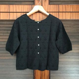 オリーブデオリーブ(OLIVEdesOLIVE)の2way 刺繍レースブラウス Mサイズ (黒)(シャツ/ブラウス(長袖/七分))