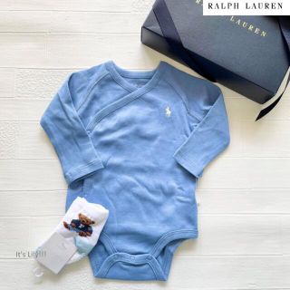 ラルフローレン(Ralph Lauren)の6m70cm ラルフローレン  ロンパース　無地　水色　ポニー(ロンパース)