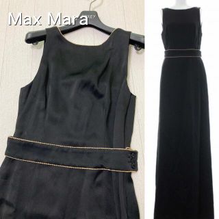 マックスマーラ(Max Mara)の新品　マックスマーラス　ワンピース ロング ノースリーブ　ブラック　黒　ビジュー(ロングワンピース/マキシワンピース)