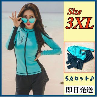 3XL ラッシュガード 水着 レディース 体型カバー タンキニ 韓国 セパレート(水着)