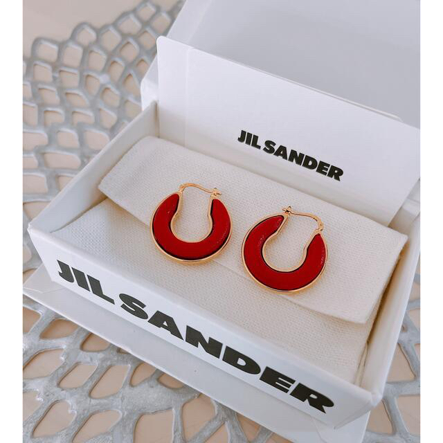 Jil Sander(ジルサンダー)の新品未使用✩JIL SANDER ジルサンダー レザーインサート フープピアス レディースのアクセサリー(ピアス)の商品写真