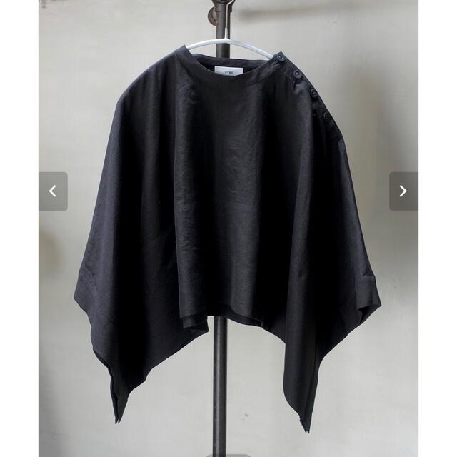 HYKE(ハイク)の【完売品】HYKE LINEN PONCHO ブラック レディースのトップス(カットソー(長袖/七分))の商品写真