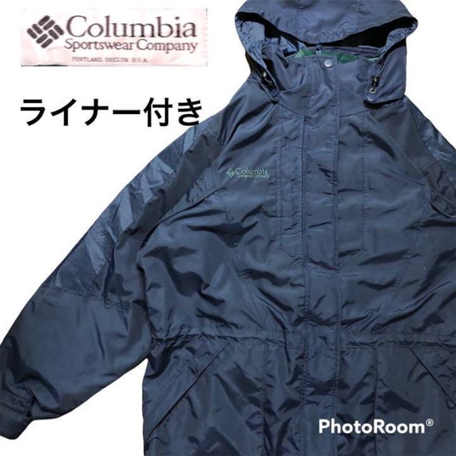 コロンビア ナイロンジャケット Columbia ライナー付き フード 長袖3L