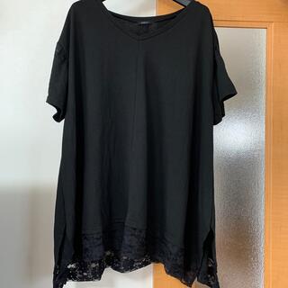 Tシャツ　Aライン　黒　レース　４Lサイズ(Tシャツ(半袖/袖なし))