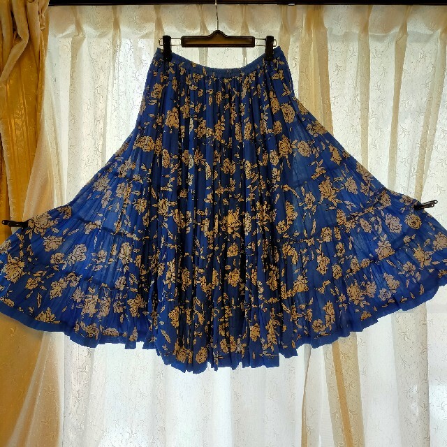 マリハ　草原の虹のスカート　ブルー　丈お直し済 レディースのスカート(ロングスカート)の商品写真