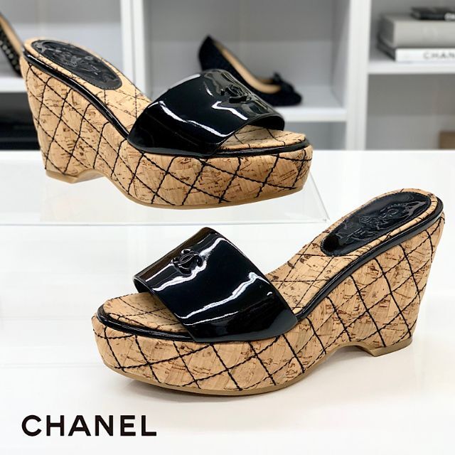 CHANEL コルク厚底サンダル-