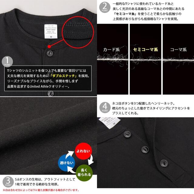 新品 ユナイテッドアスレ ヘンリーネック 無地 半袖Tシャツ 白 S メンズのトップス(Tシャツ/カットソー(半袖/袖なし))の商品写真