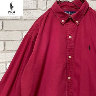 ラルフローレン(Ralph Lauren)の定番シャツ ラルフローレン 長袖ボタンダウンシャツ 刺繍入り レッド キッズXL(その他)