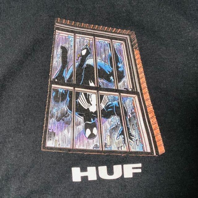 HUFｘMARVEL コラボ 半袖 Tシャツ  ブラック　スパイダーマン　L