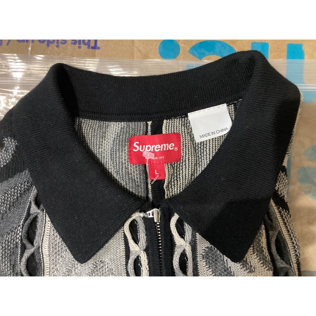 Supreme - (L)Supreme Abstract Textured Zip Up Poloの通販 by