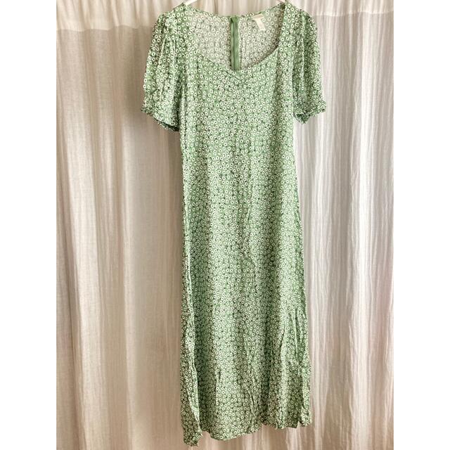 H&M 小花柄ワンピース グリーン
