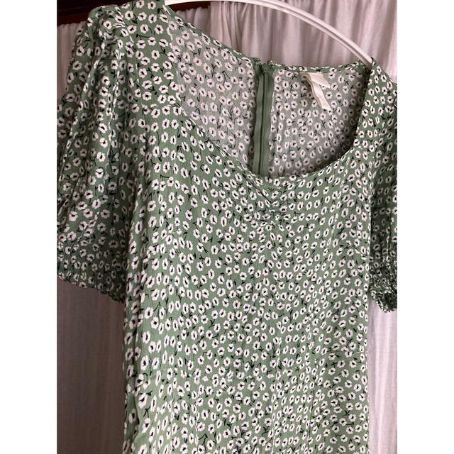 H&M 小花柄ワンピース グリーン