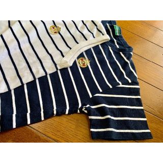 130 ボーイズ　2枚　ネイビー&ホワイトマリーンシャツ(Tシャツ/カットソー)