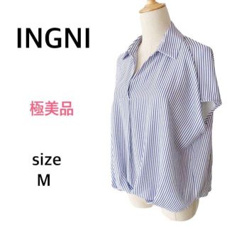 イング(INGNI)の■美品■INGNI 爽やかストライプ フレンチスリーブクロス裾の上品さ(シャツ/ブラウス(半袖/袖なし))