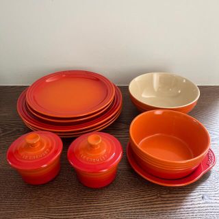 ルクルーゼ(LE CREUSET)のル・クルーゼ　オレンジ　食器9点セット(食器)