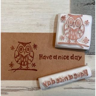 消しゴムはんこ　Have a nice day！北欧風フクロウはんこ(はんこ)