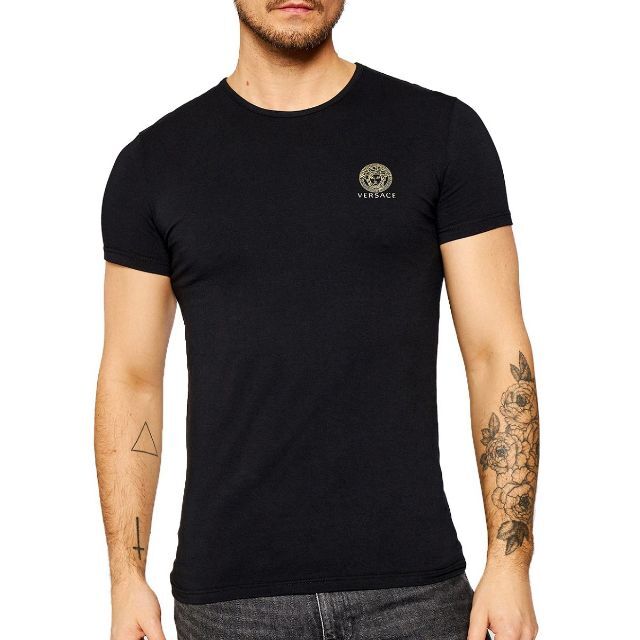 VERSACE(ヴェルサーチ)の12 VERSACE ブラック ホワイト クールネック 2枚セット size 5 メンズのトップス(Tシャツ/カットソー(半袖/袖なし))の商品写真