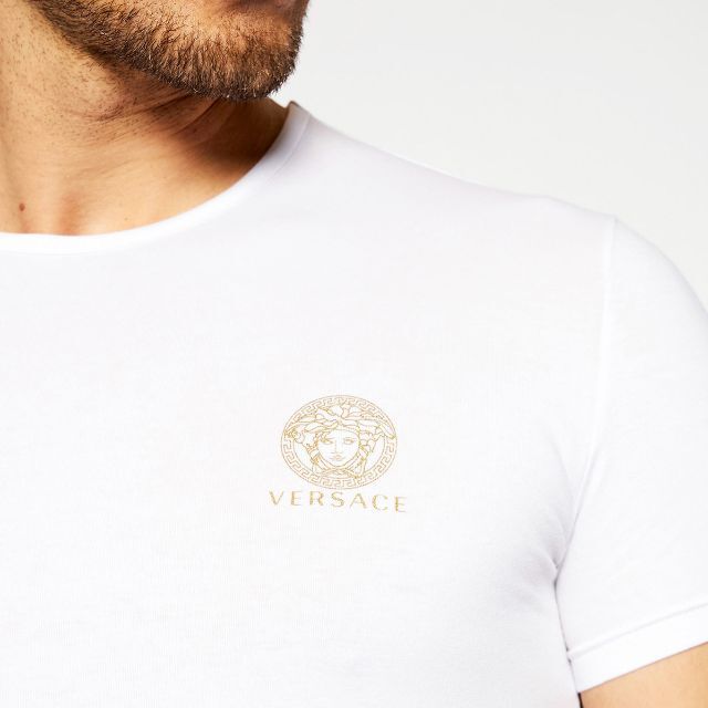 VERSACE(ヴェルサーチ)の12 VERSACE ブラック ホワイト クールネック 2枚セット size 5 メンズのトップス(Tシャツ/カットソー(半袖/袖なし))の商品写真