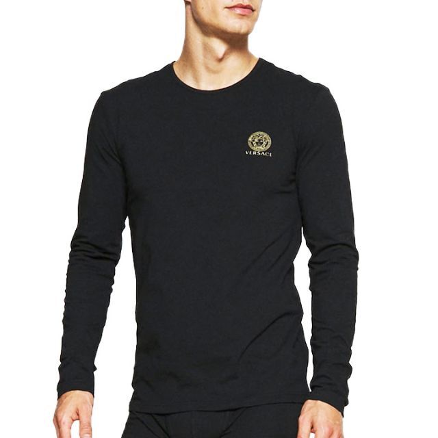 VERSACE(ヴェルサーチ)の5 VERSACE ブラック メデューサ ロンT 長袖Tシャツ size 7 メンズのトップス(Tシャツ/カットソー(七分/長袖))の商品写真