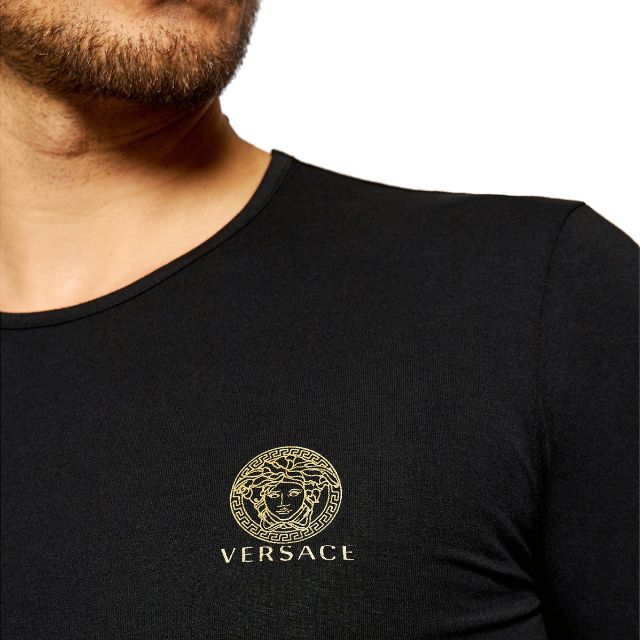 VERSACE(ヴェルサーチ)の5 VERSACE ブラック メデューサ ロンT 長袖Tシャツ size 7 メンズのトップス(Tシャツ/カットソー(七分/長袖))の商品写真