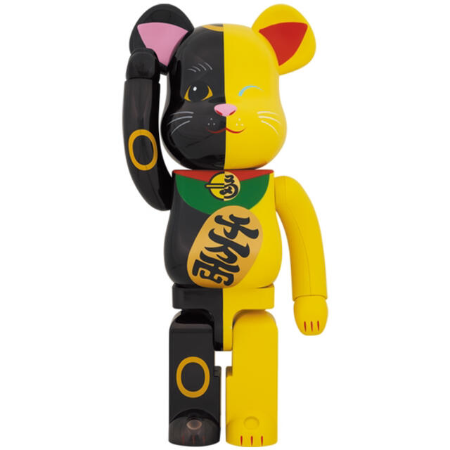 BE@RBRICK 招き猫 黒×黄 1000%ハンドメイド