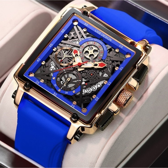 最新人気 日本未入荷⚡️新品⚡️メンズ腕時計！クロノグラフ 青❤️タグホイヤーファンに人気 腕時計(アナログ)