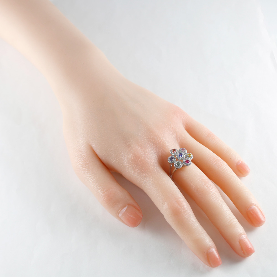 ✨美品✨リング 指輪 ホワイトゴールド ダイヤモンド サファイア 星 13 