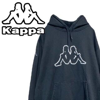 カッパ(Kappa)のKappa カッパ　プルオーバー　ビッグロゴ　パーカー トレーナー　古着　黒(パーカー)