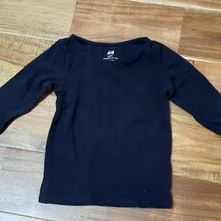 エイチアンドエム(H&M)のH&M☆黒、薄手ロングTシャツ90。美品、オーガニックコットン。(Tシャツ/カットソー)