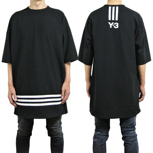 Y-3 オーバーサイズ 3ストライプス 5分袖Ｔシャツ XLサイズ HG6089のサムネイル