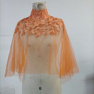 オレンジ トップス ケープ風ボレロ ウエディングドレス 咲き誇る透け花レース(ウェディングドレス)