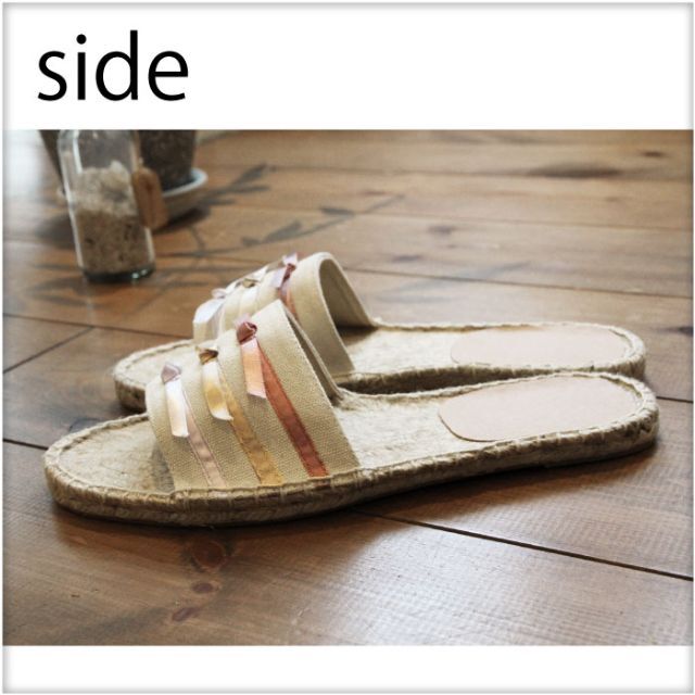 ジュートサンダル リボン ピンク 【jusa】23㎝ jsr-002 レディースの靴/シューズ(サンダル)の商品写真