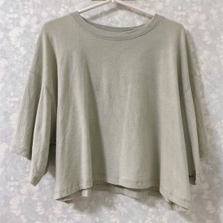 エイチアンドエム(H&M)のトップス　カットソー　グリーン　L(Tシャツ(半袖/袖なし))