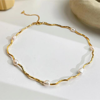 スナイデル(SNIDEL)のPoint wave pearl necklace No.855(ネックレス)