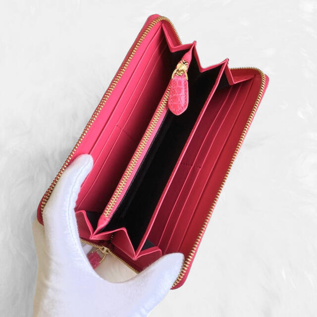 『宝石』シャイニング/クロコダイル長財布/一枚革/ルビー210107