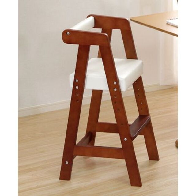 かわいい ハイタイプ子供椅子　キッズチェア　高さ調整可能　ブラウン色