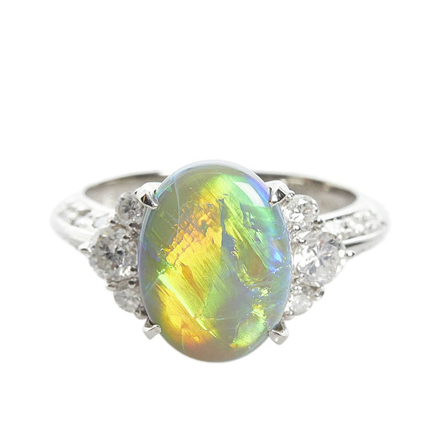 公式 3.26ct ブラックオパール 指輪 リング プラチナ Pt900 美品