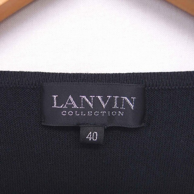 LANVIN(ランバン)のランバン タンクトップ カットソー 花モチーフ シルク混 ノースリーブ 40 黒 レディースのトップス(タンクトップ)の商品写真