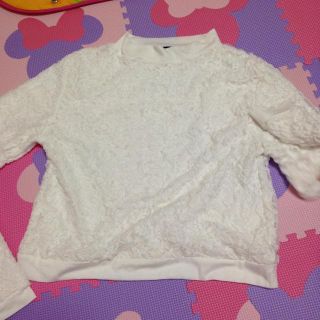 総レースショート丈トップス(Tシャツ(長袖/七分))
