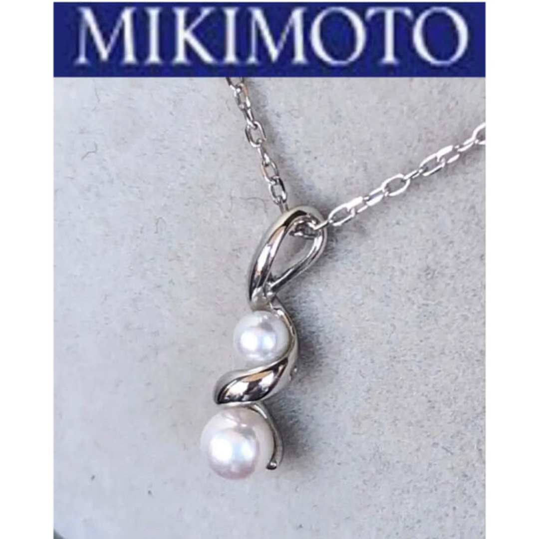 美品　ミキモトベビーパールネックレス　2粒　K18アコヤ本真珠