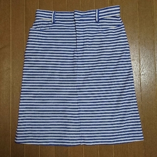 ジュンコシマダ(JUNKO SHIMADA)のブルー　ボーダー　スカート(ひざ丈スカート)